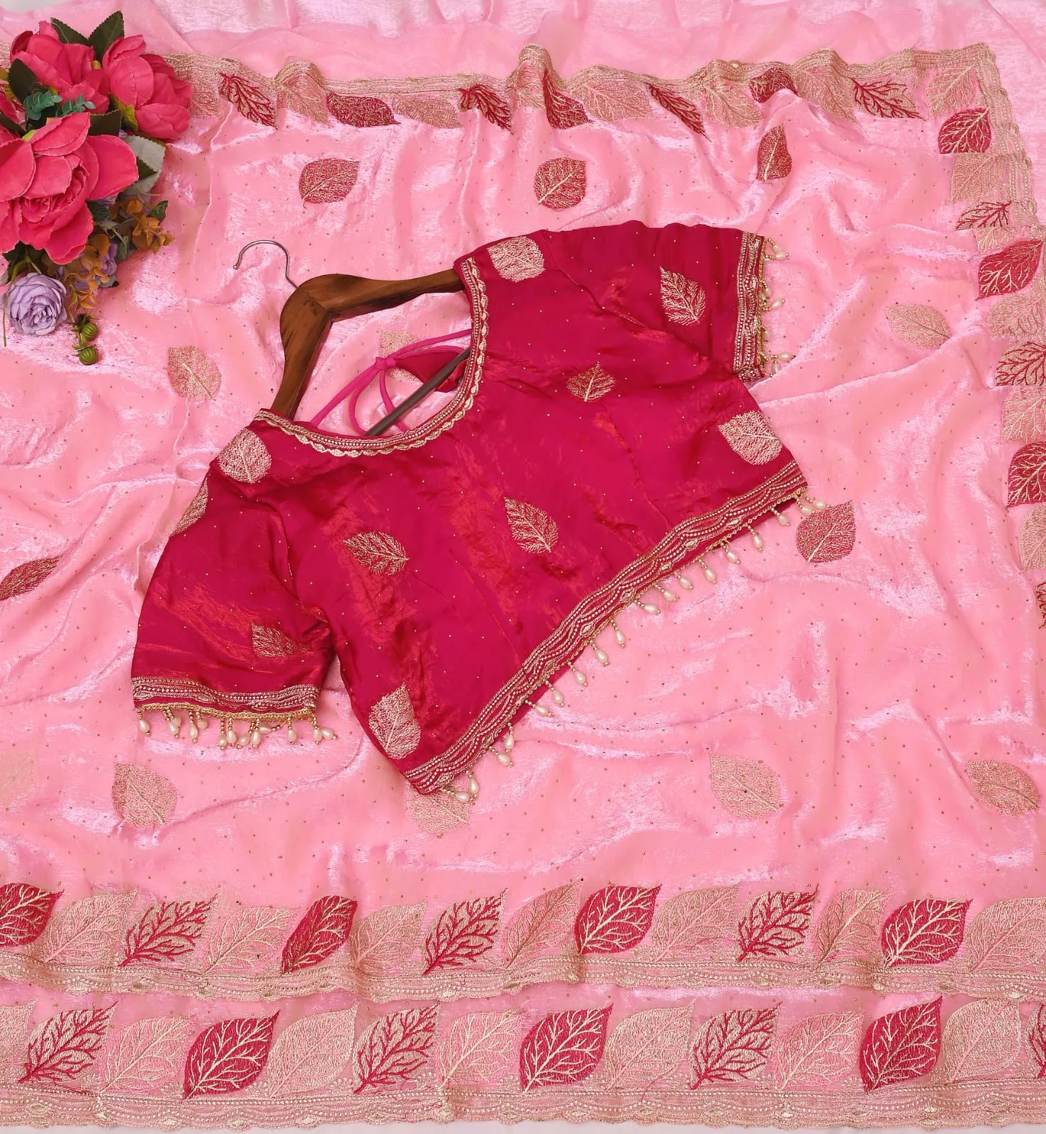 Beautiful Wedding Special Readymade Blouse Saree - Image 2