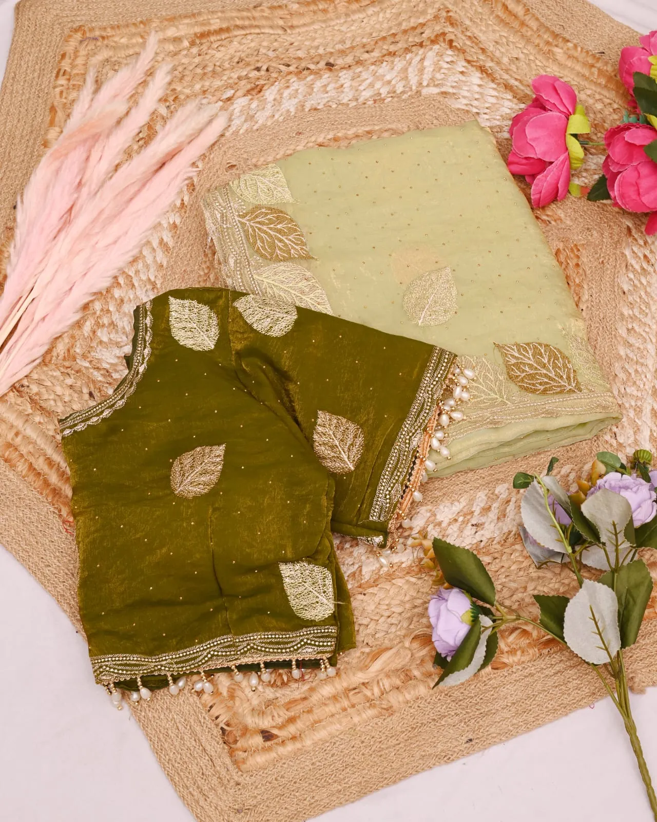 Beautiful Wedding Special Readymade Blouse Saree - Image 4