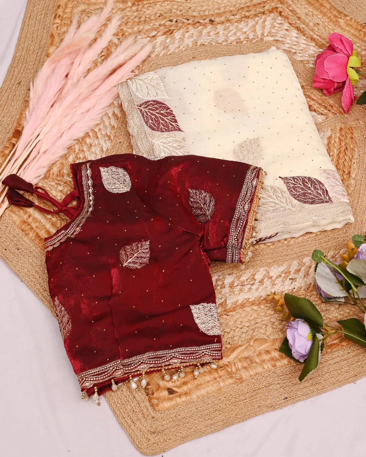 Beautiful Wedding Special Readymade Blouse Saree - Image 5