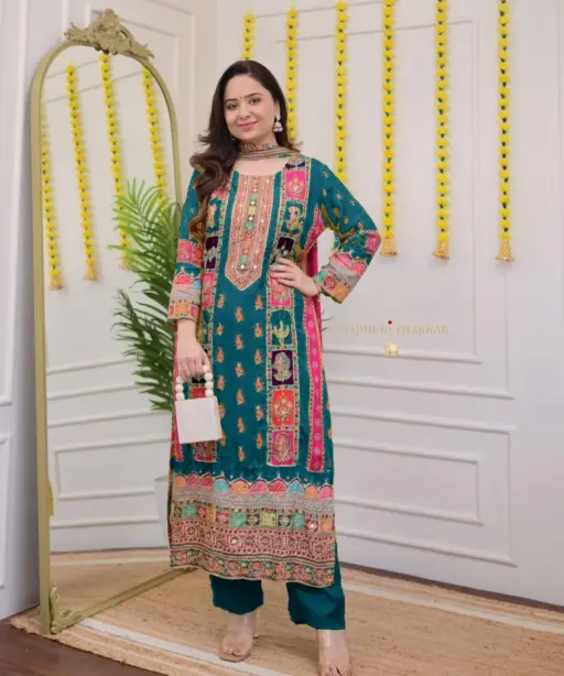 Big Size Readymade Muslin Kurti Set