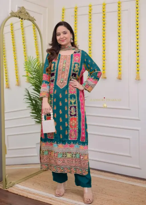 Big Size Readymade Muslin Kurti Set