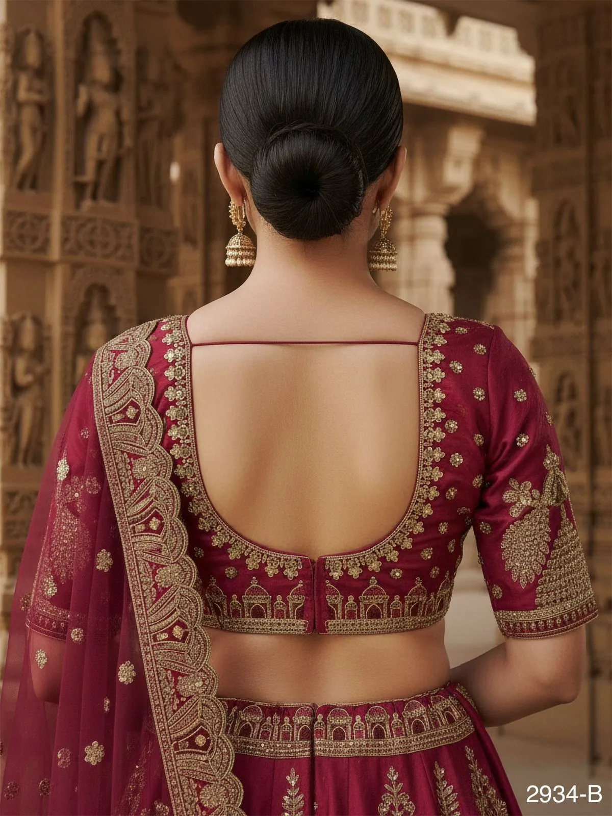 Bridal Double Dupatta Lehenga with Handwork - Image 4