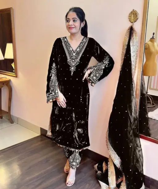 Buy Black Velvet Suit For Wedding