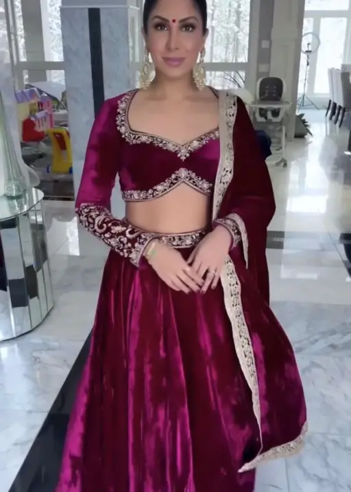 Buy Wine Velvet Lehenga Choli