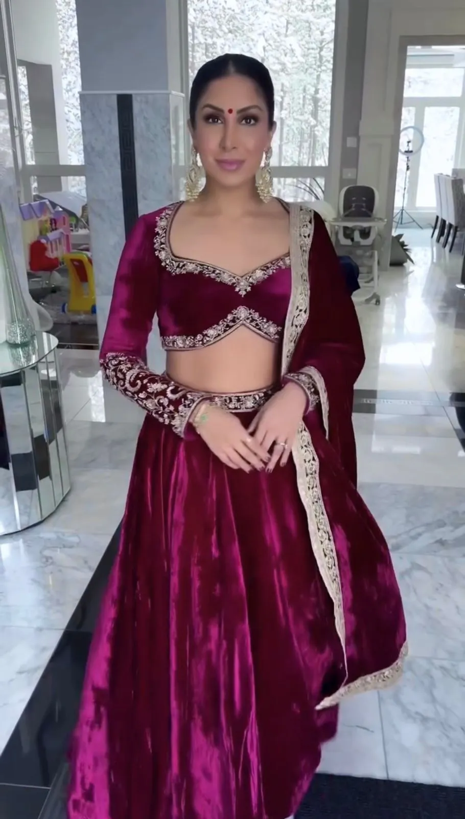 Buy Wine Velvet Lehenga Choli