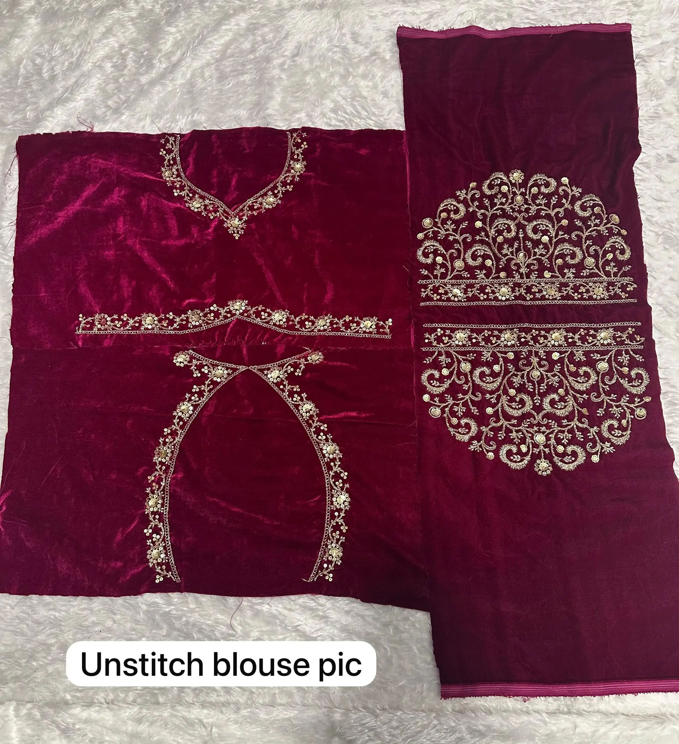 Buy Wine Velvet Lehenga Choli - Image 2