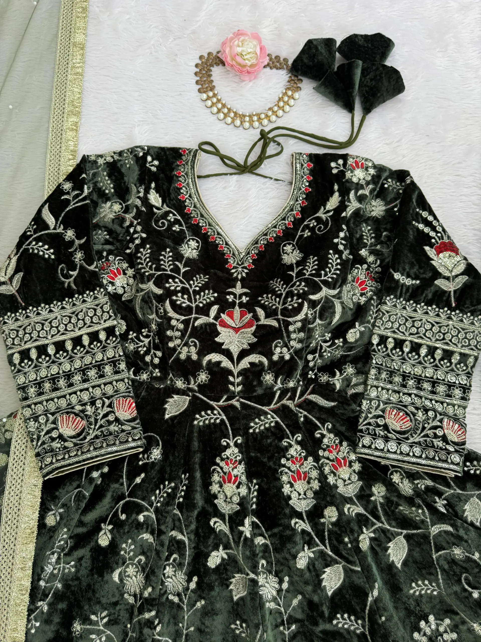 Buy Winter Velvet Anarkali Suit Under 2500 - Image 3