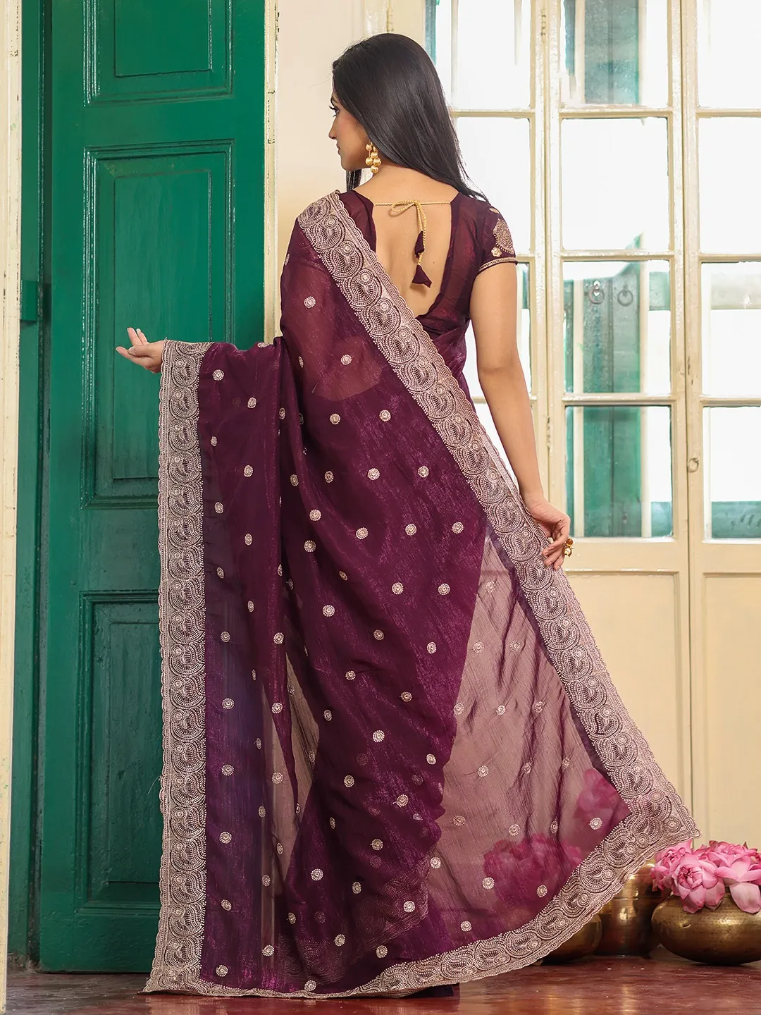 Chiffon Embroidery Saree - Image 2