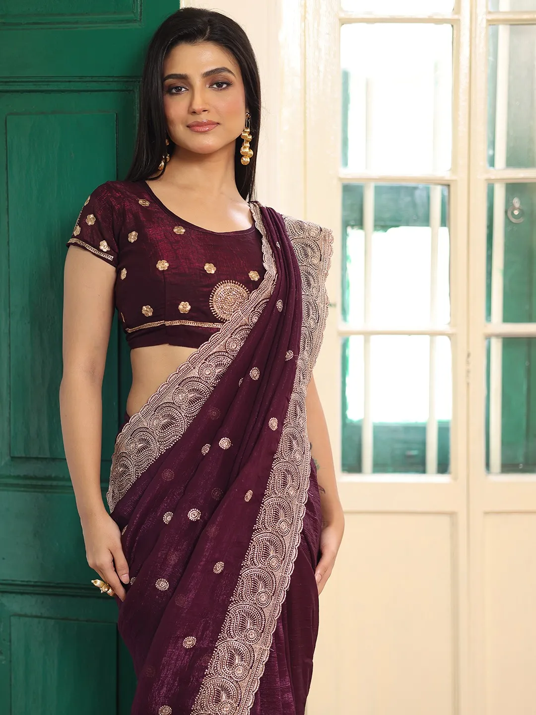 Chiffon Embroidery Saree - Image 3