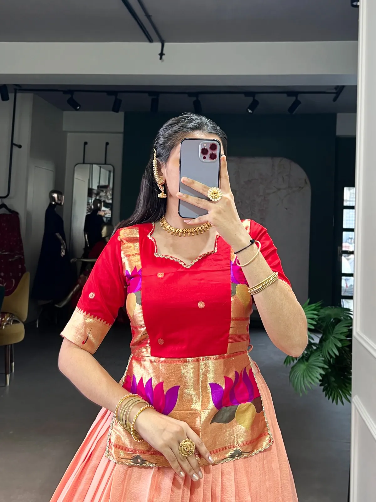 Cotton Silk Peach Co ord Lehenga Set - Image 2