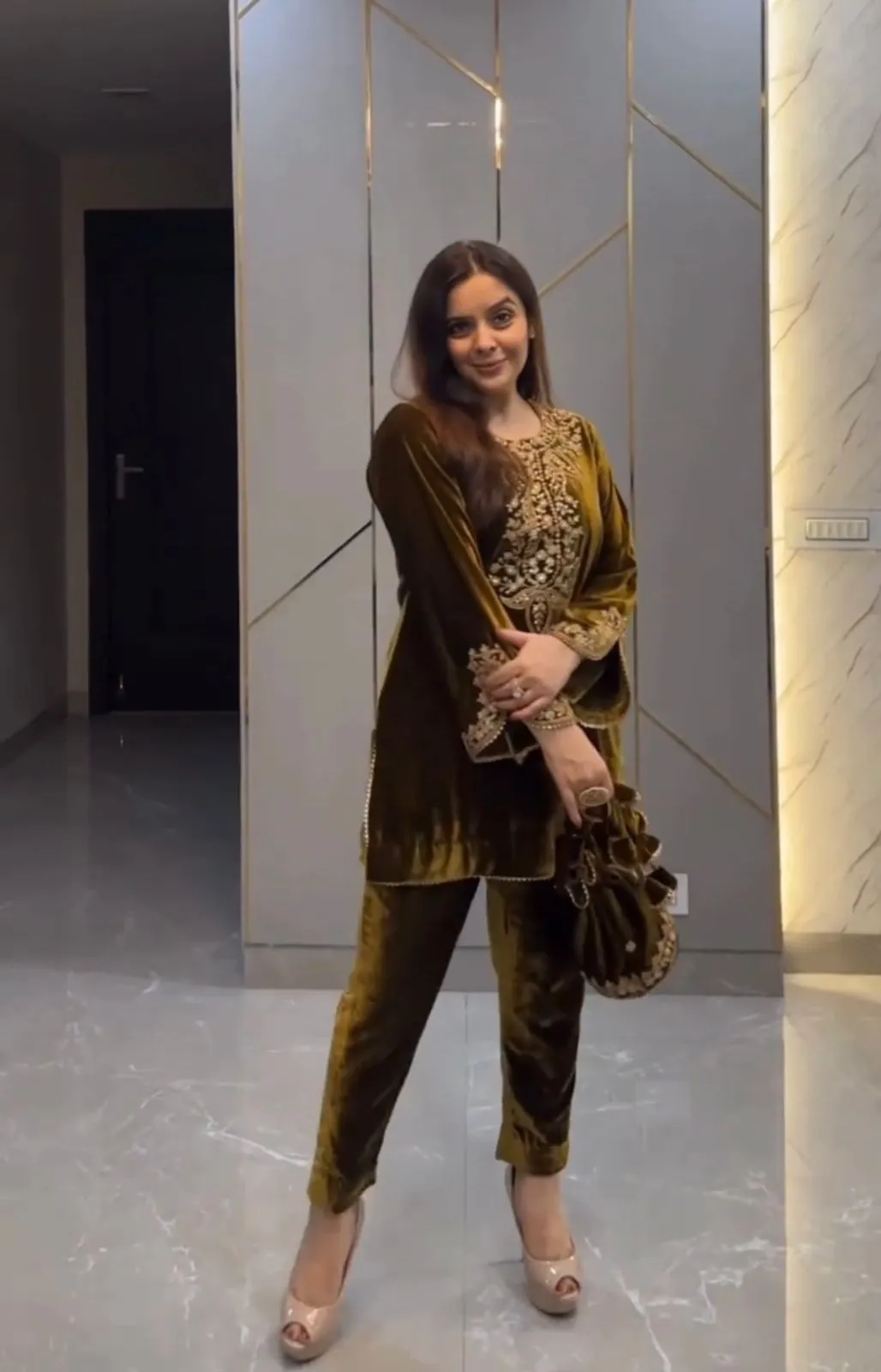 Embroidered Velvet Co ord Set Trending - Image 2