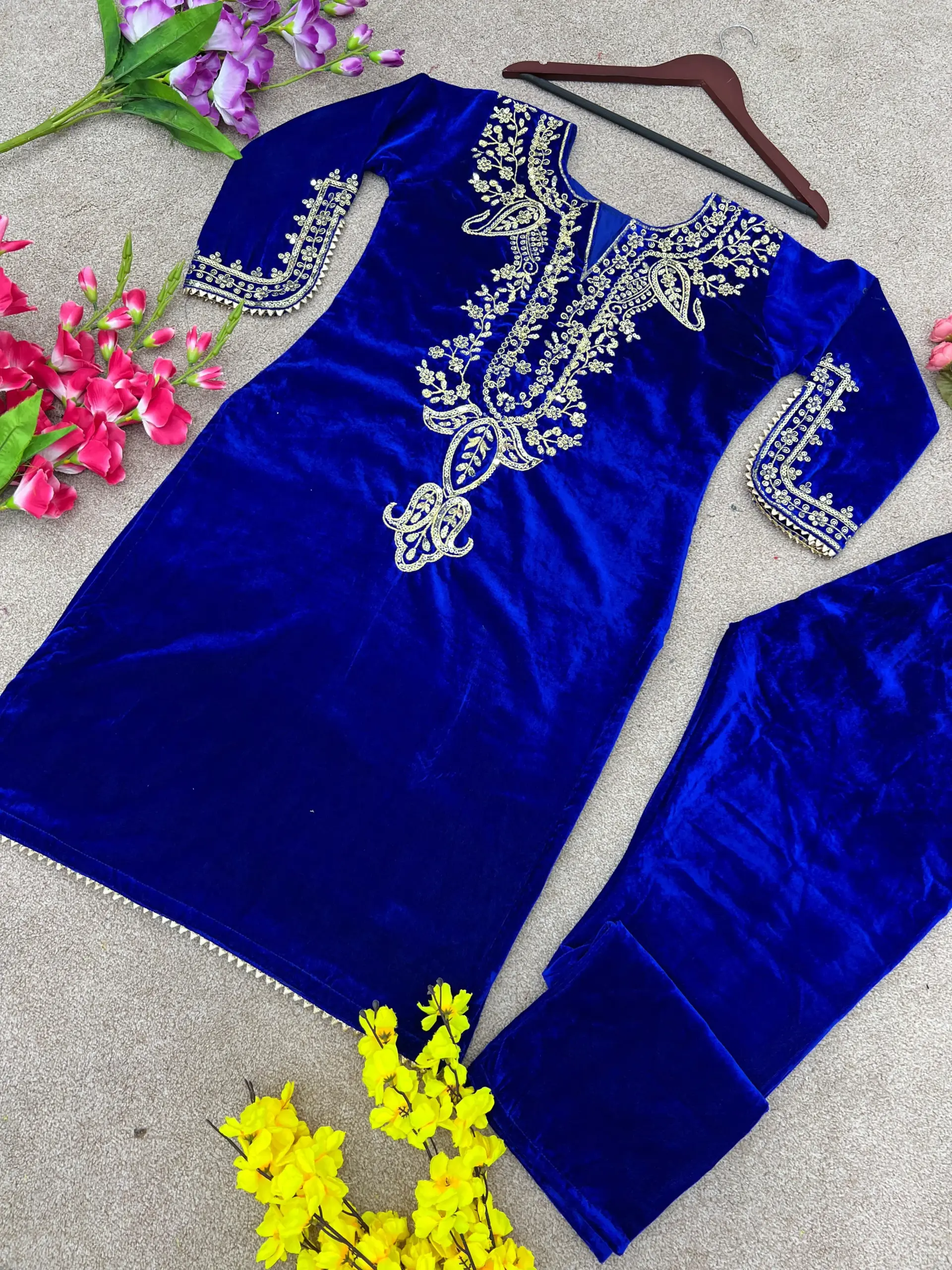 Embroidered Velvet Co ord Set Trending - Image 3