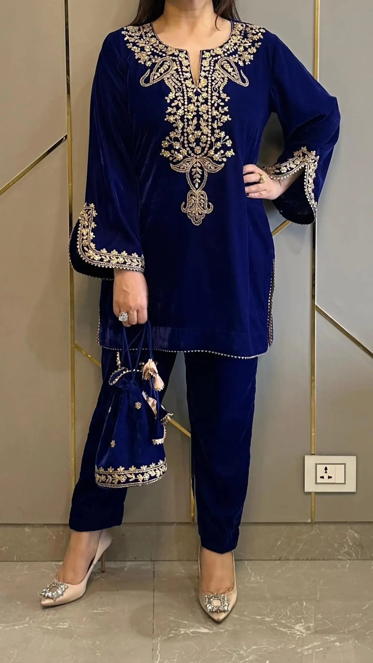 Embroidered Velvet Co ord Set Trending - Image 6
