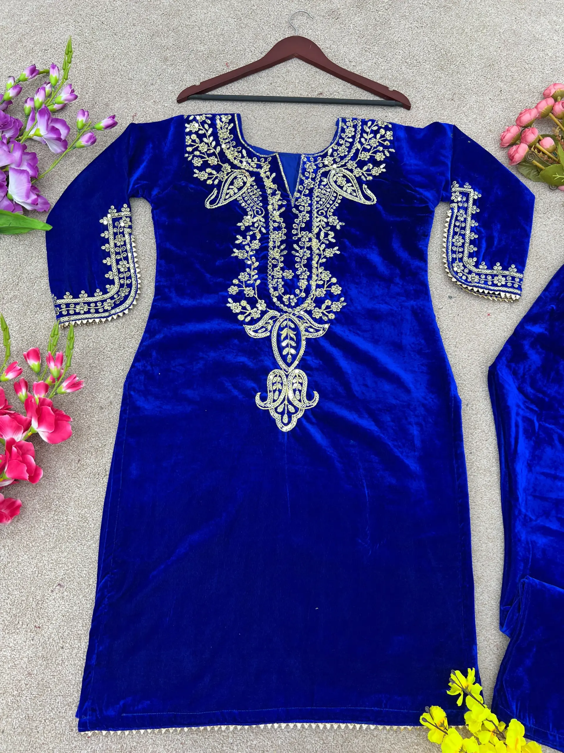 Embroidered Velvet Co ord Set Trending - Image 7