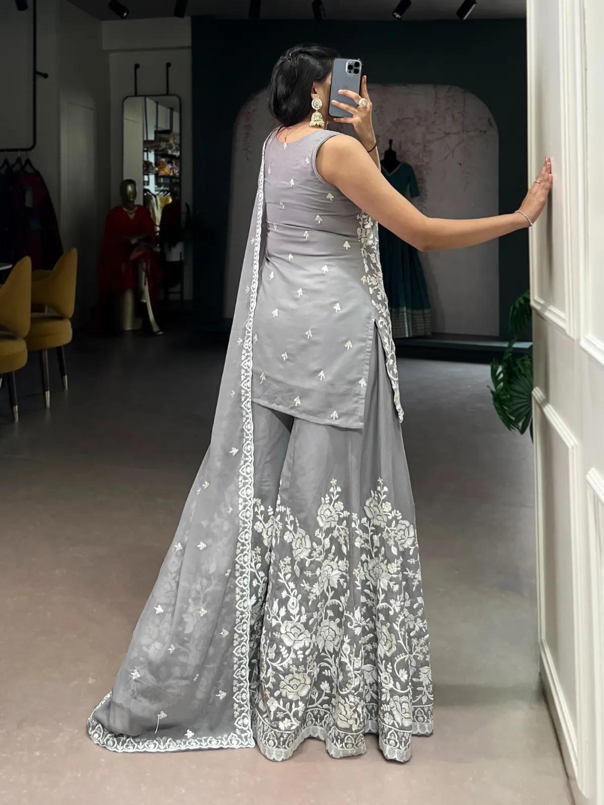 Fancy Grea Sharara Salwar Suit - Image 3