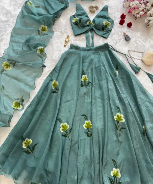 Fancy Sleeveless Blouse with Lehenga