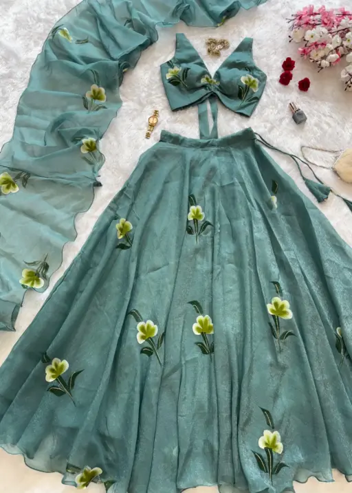 Fancy Sleeveless Blouse with Lehenga