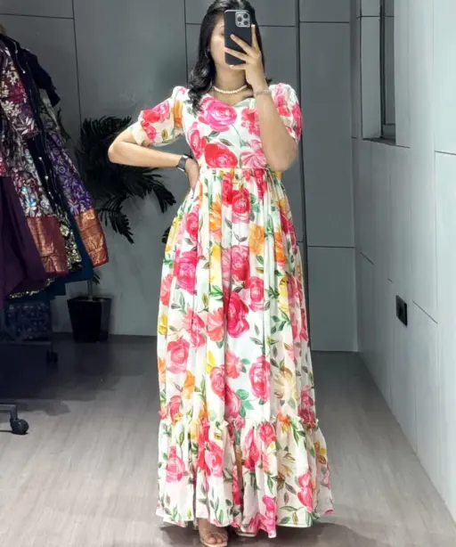 Floral Long Kurti Gown