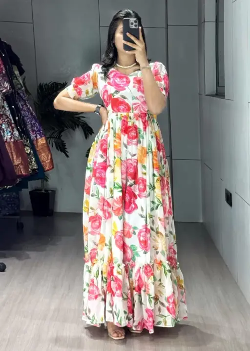 Floral Long Kurti Gown