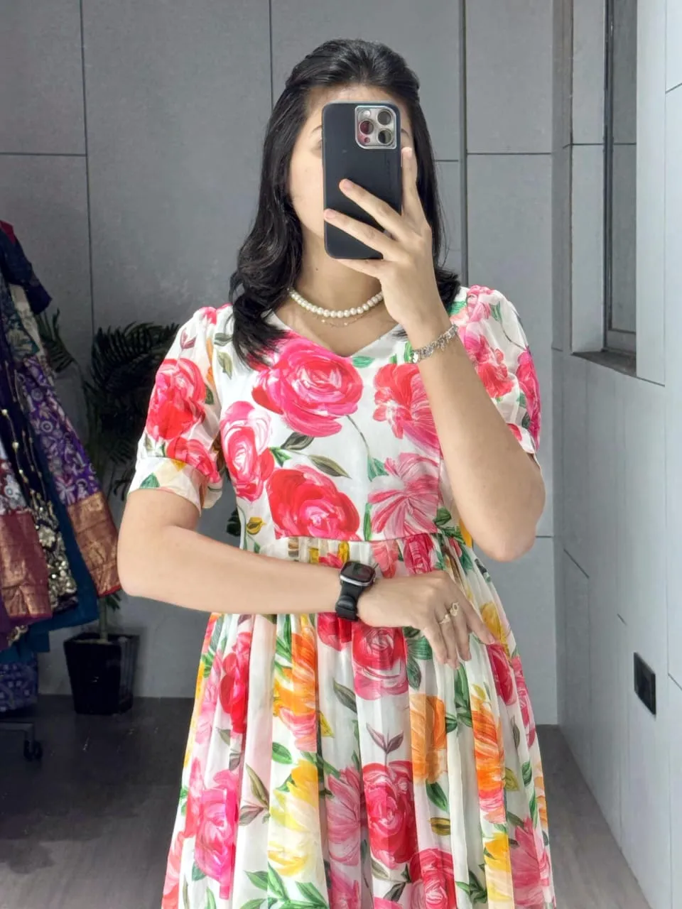 Floral Long Kurti Gown - Image 2