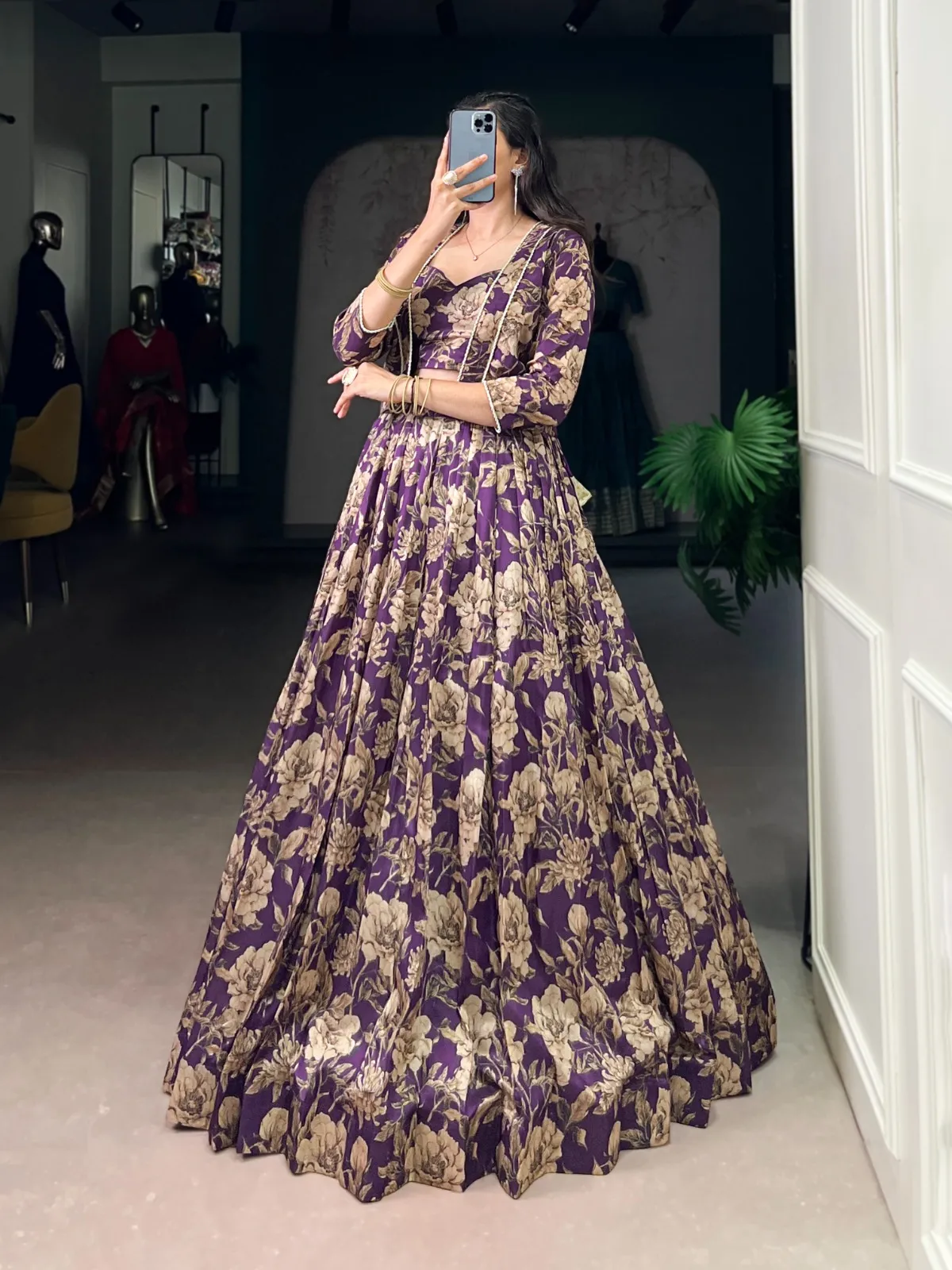 Floral Readymade Lehenga Choli with Koti - Image 2