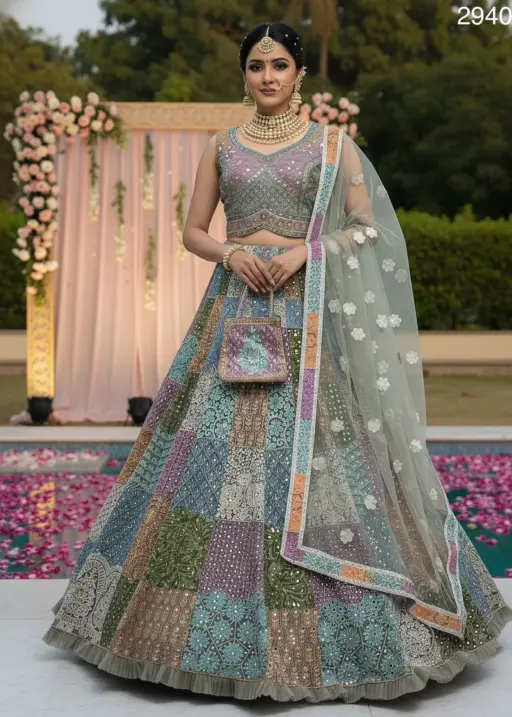 Full Embroidery Multi Color Bridal Lehenga