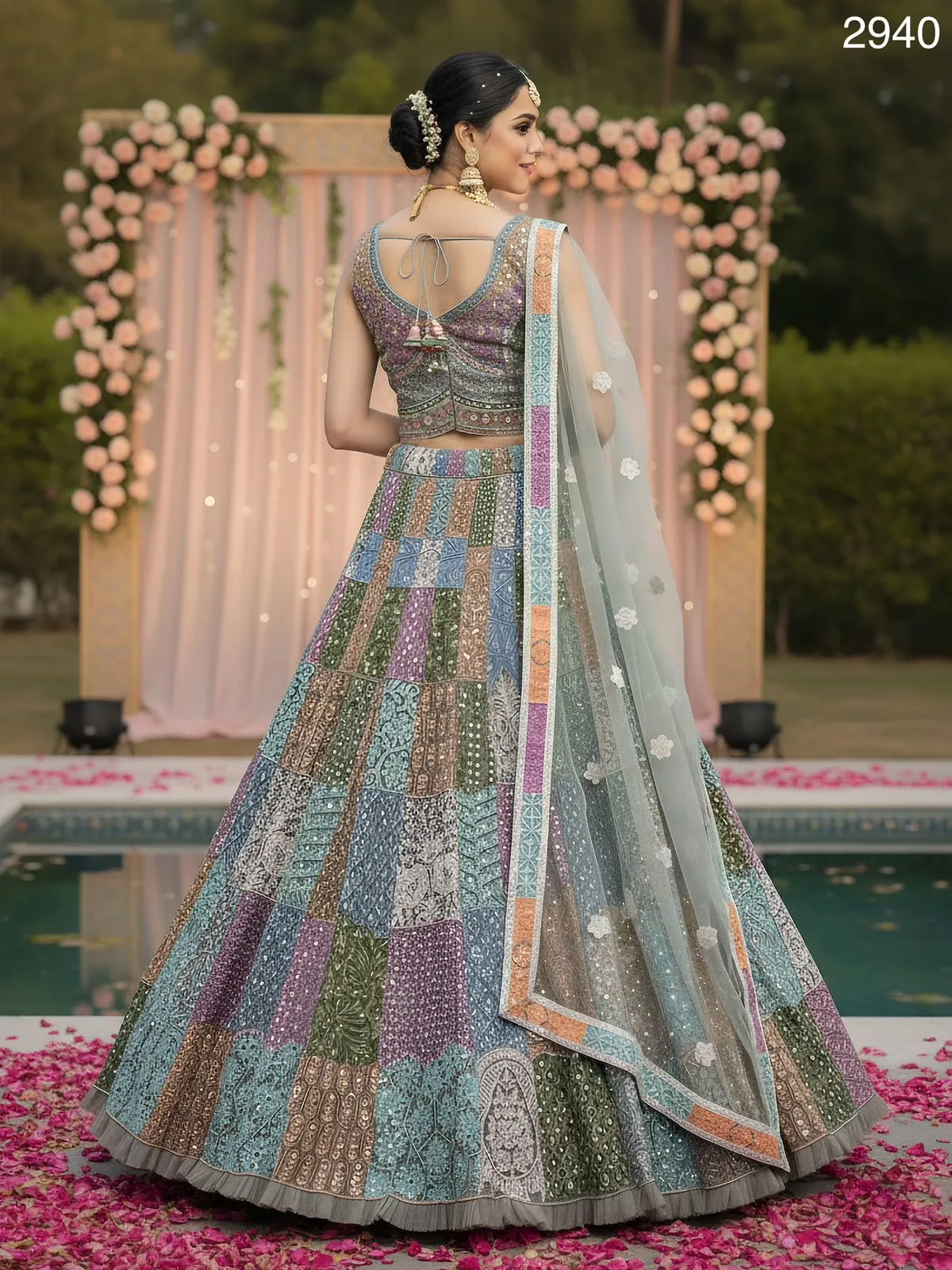 Full Embroidery Multi Color Bridal Lehenga - Image 3