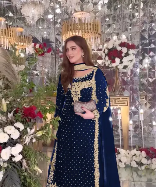 Heavy Embroidery Readymade Velvet Pakistani Suit