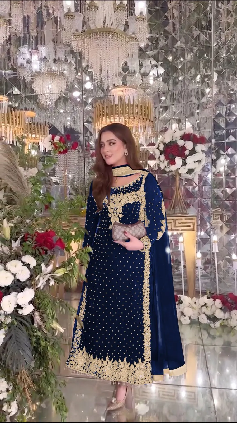 Heavy Embroidery Readymade Velvet Pakistani Suit