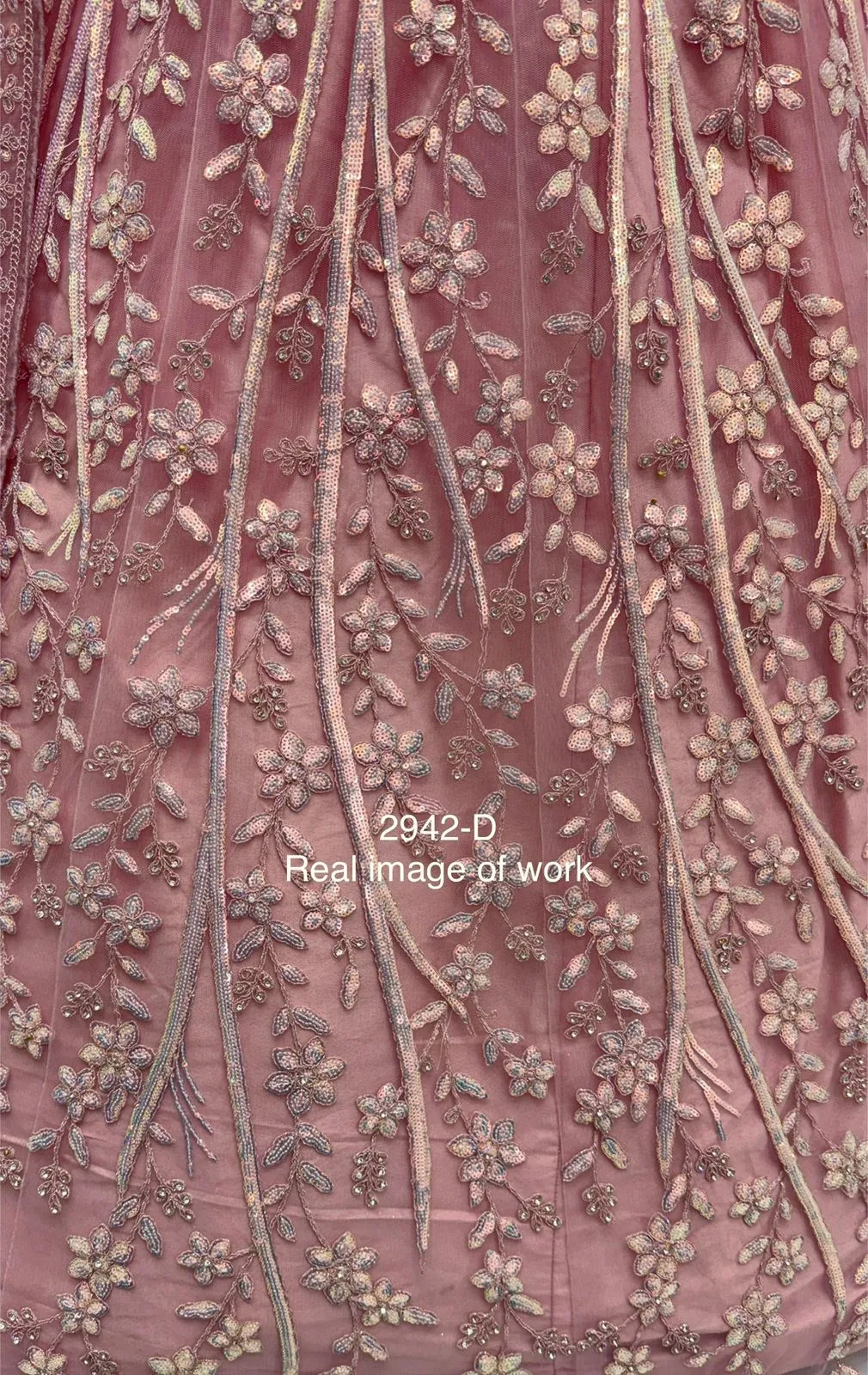 Heavy Sequence Embroidery Reception Pink Lehenga - Image 2