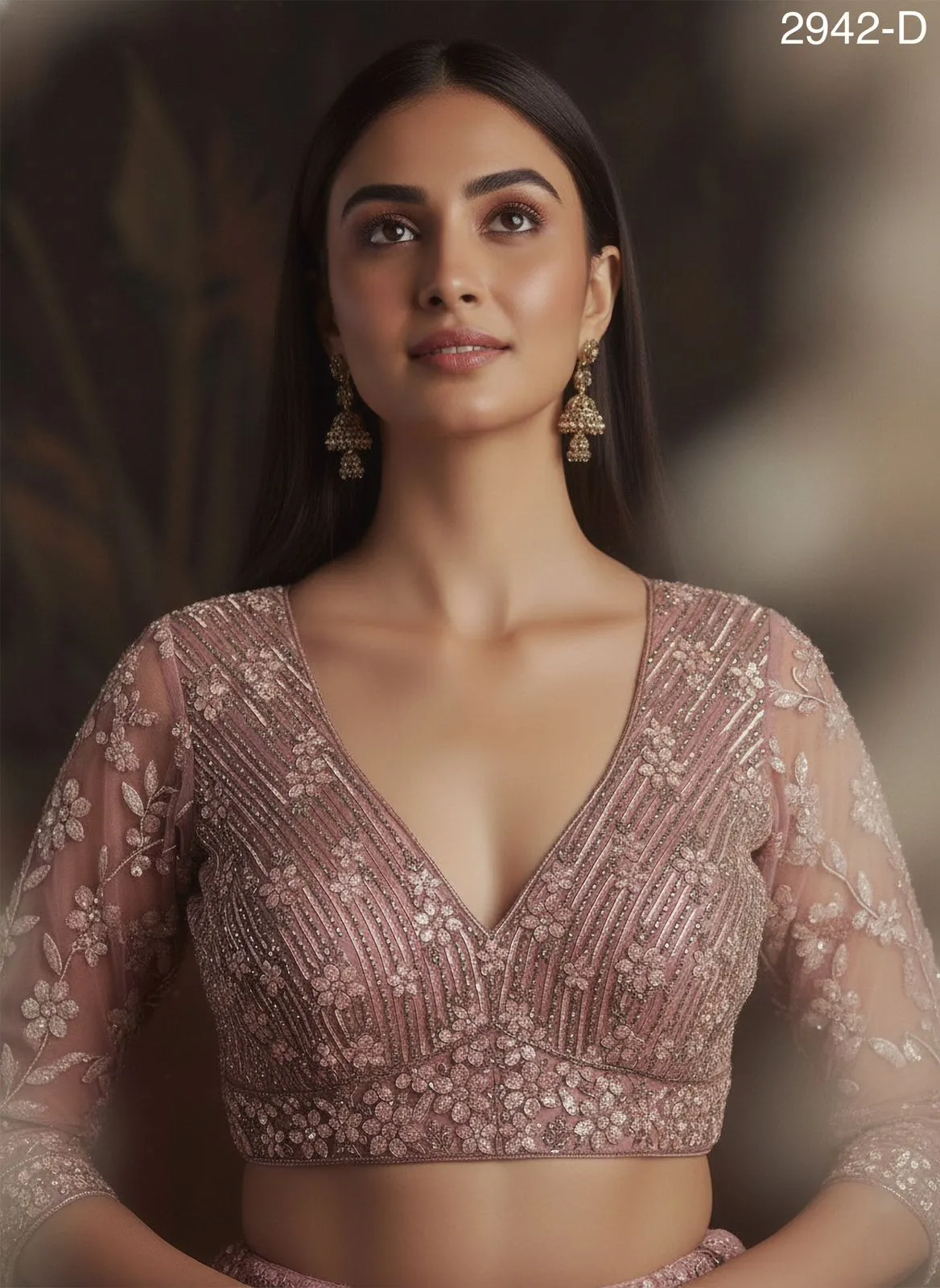 Heavy Sequence Embroidery Reception Pink Lehenga - Image 4