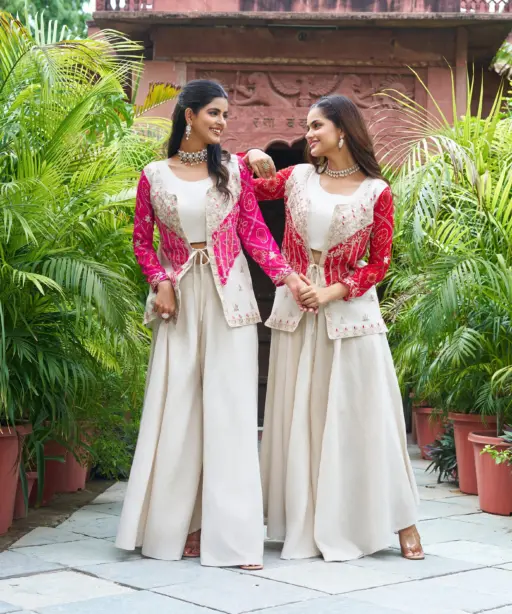 Indo Western with Bandhej Jacket for Wedding