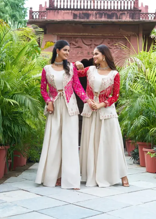 Indo Western with Bandhej Jacket for Wedding