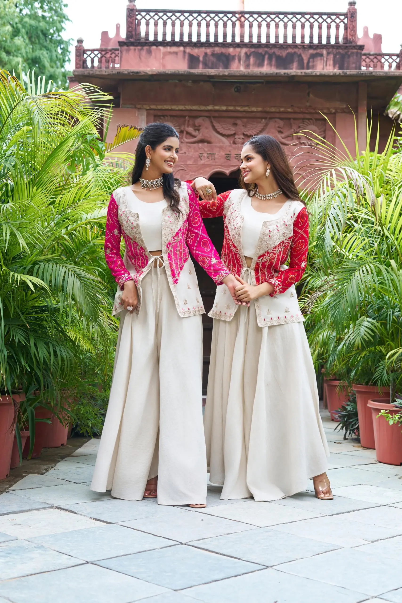 Indo Western with Bandhej Jacket for Wedding