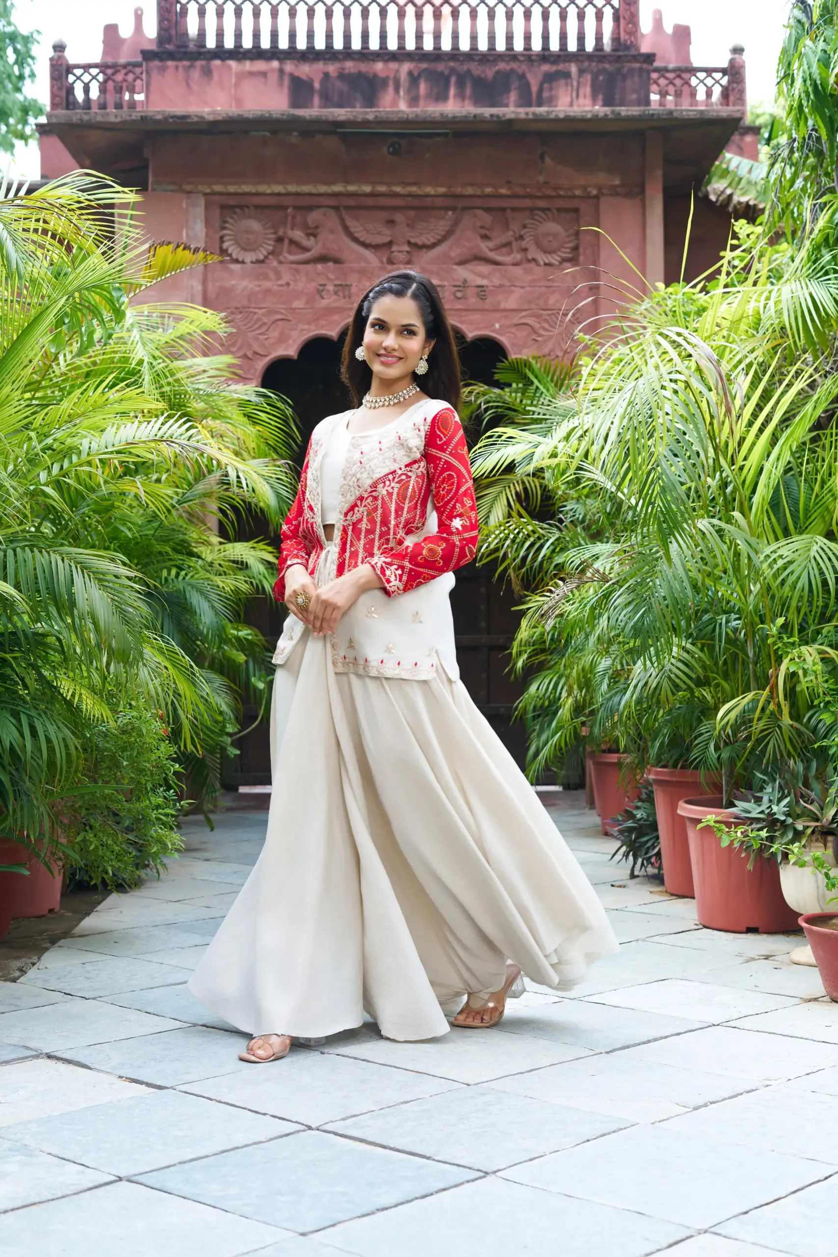 Indo Western with Bandhej Jacket for Wedding - Image 3
