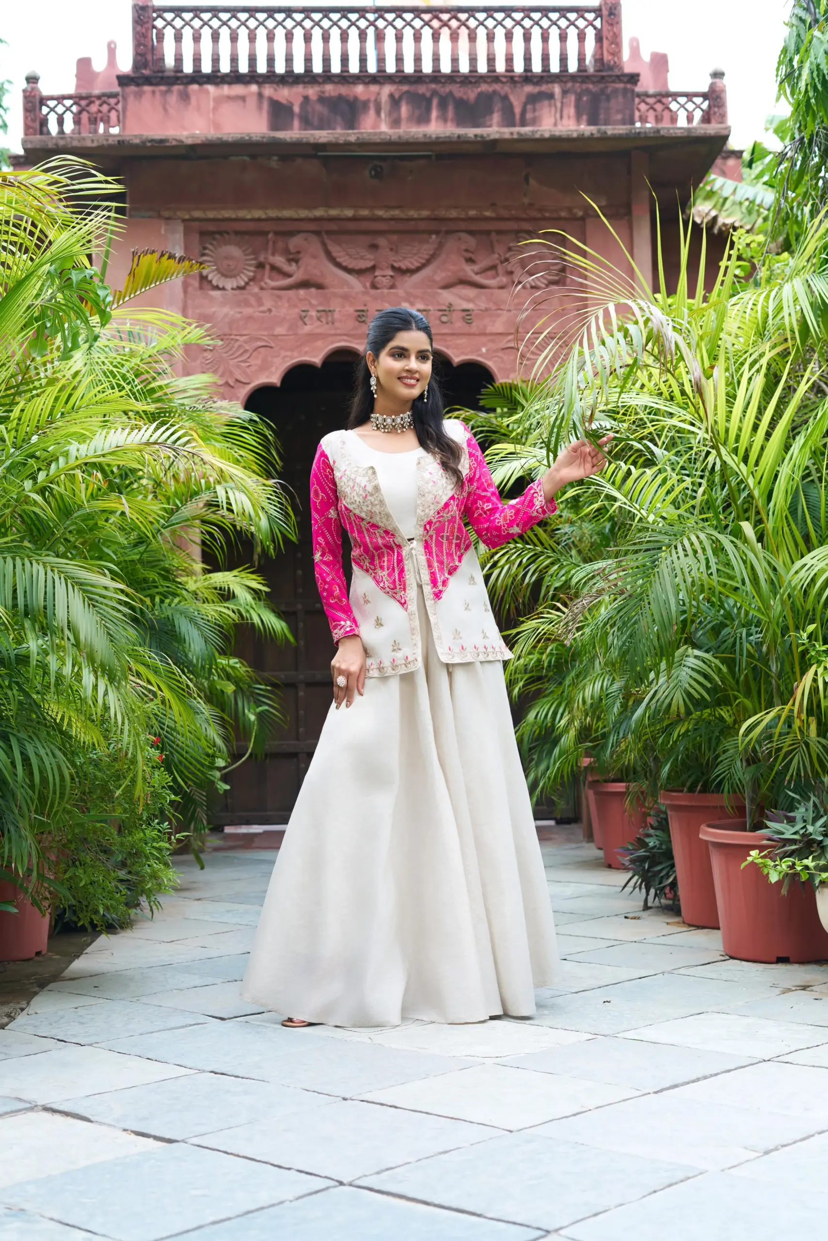 Indo Western with Bandhej Jacket for Wedding - Image 4