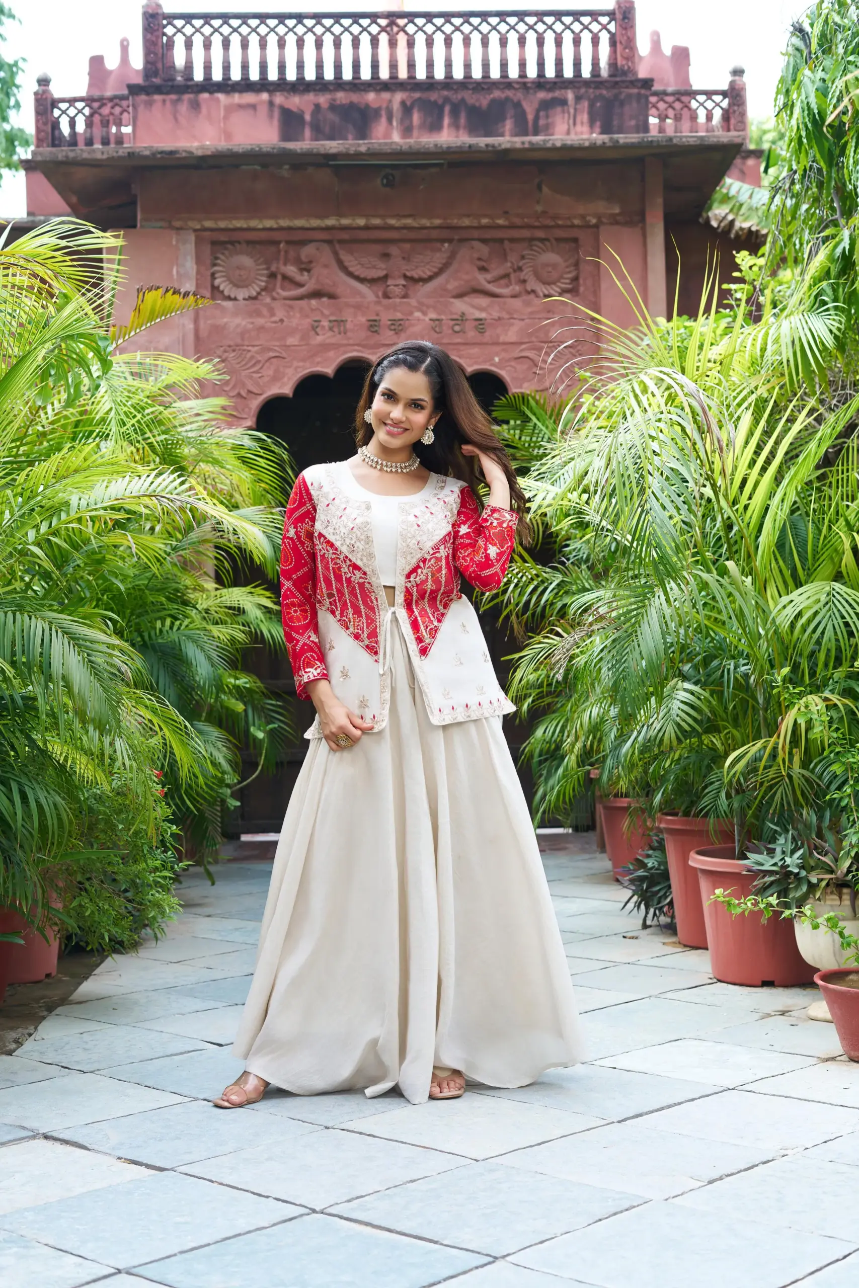 Indo Western with Bandhej Jacket for Wedding - Image 6