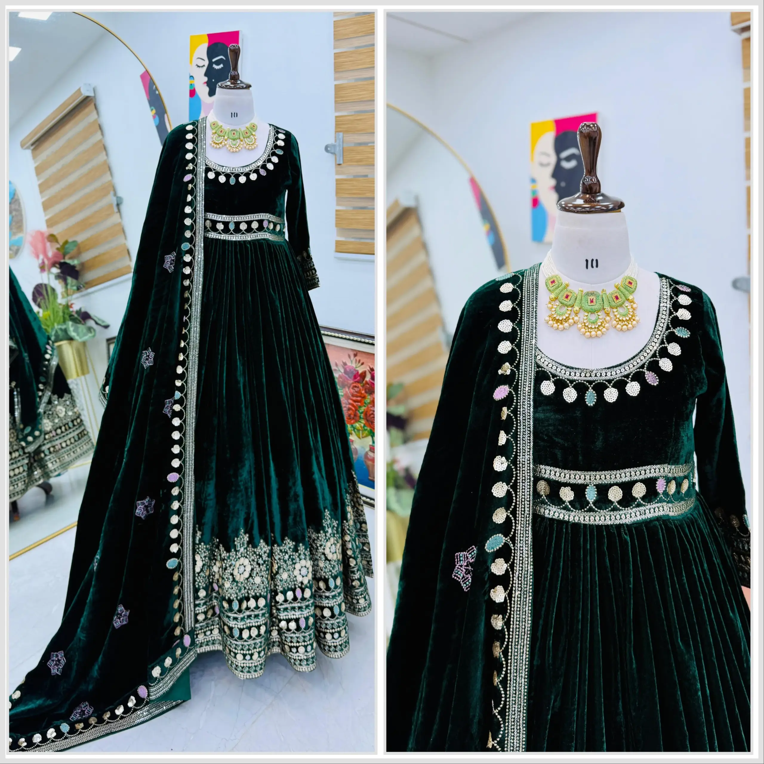Kriti Sanon Inspired Velvet Anarkali Suit - Image 2