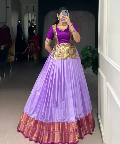 Lavender Cotton Silk Co Set Lehenga