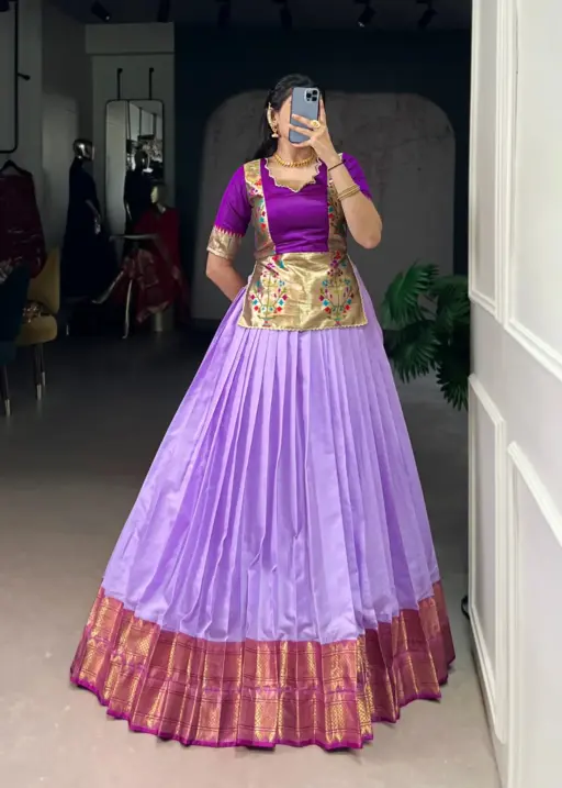 Lavender Cotton Silk Co Set Lehenga