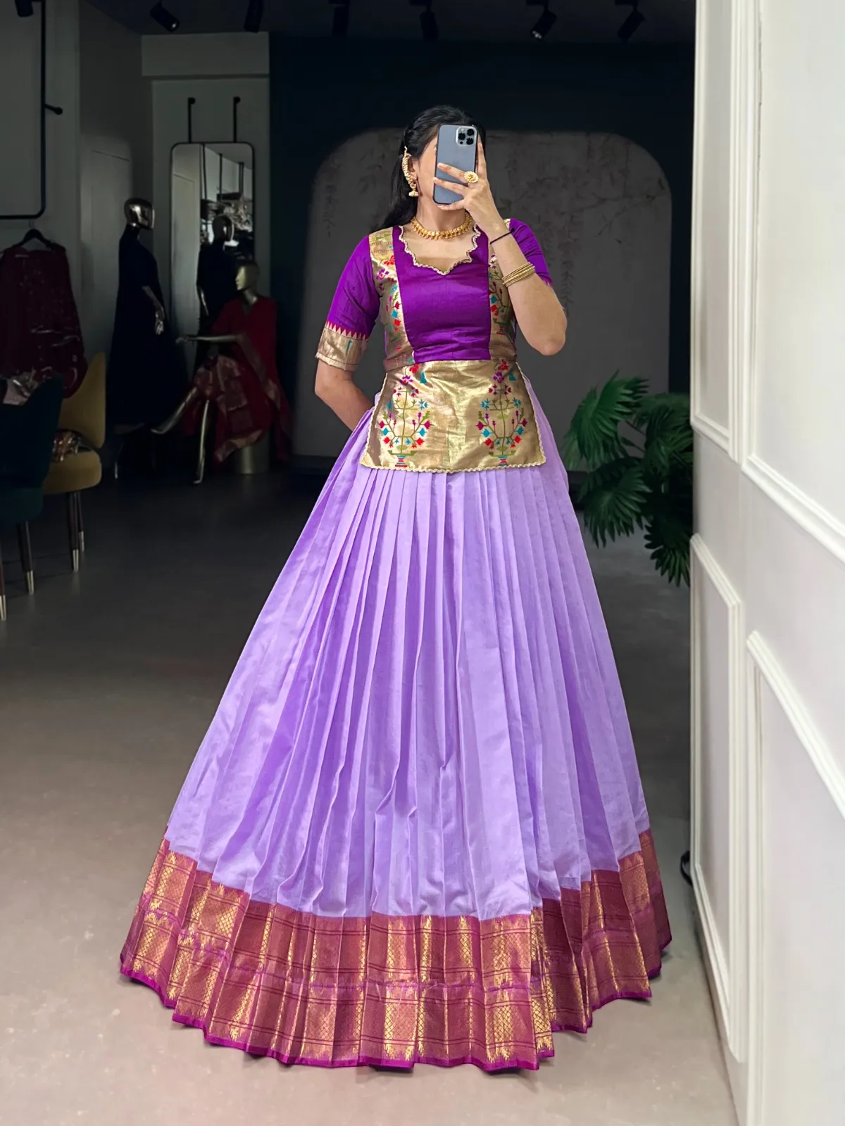 Lavender Cotton Silk Co Set Lehenga
