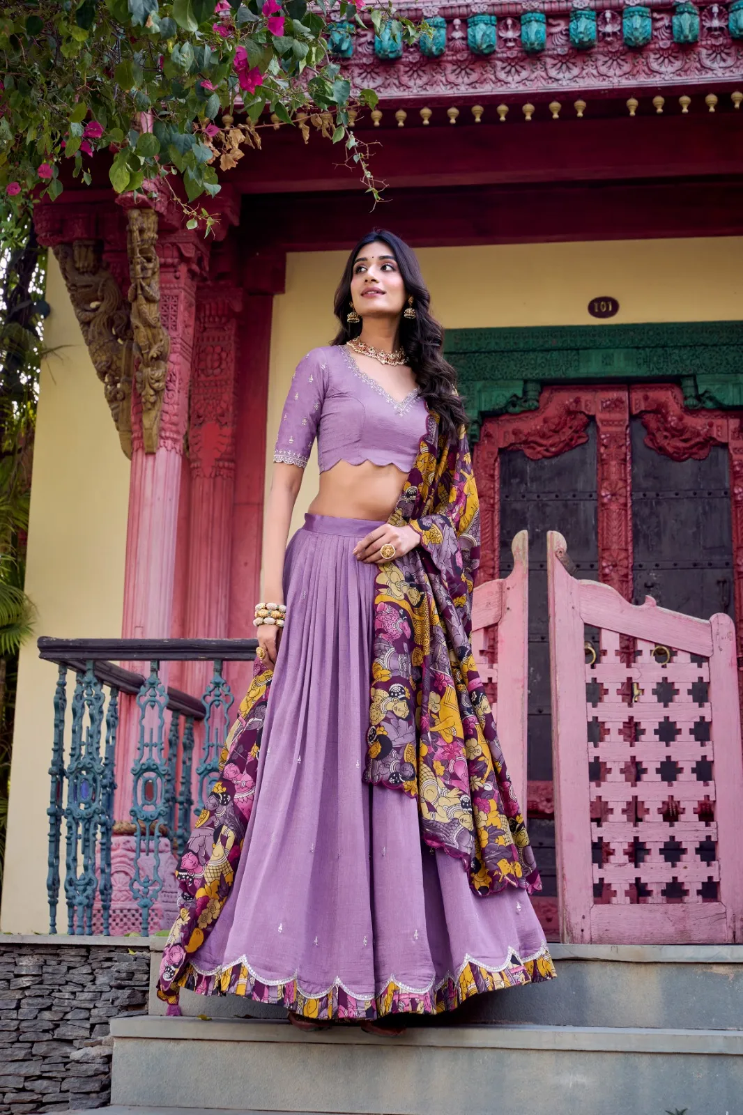 Lehenga With Kalamkari Printed Dupatta Set - Image 2