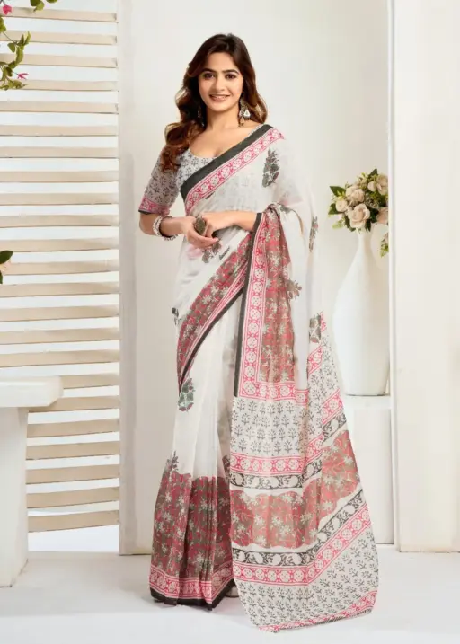 Linen Readymade Saree for Office Wear