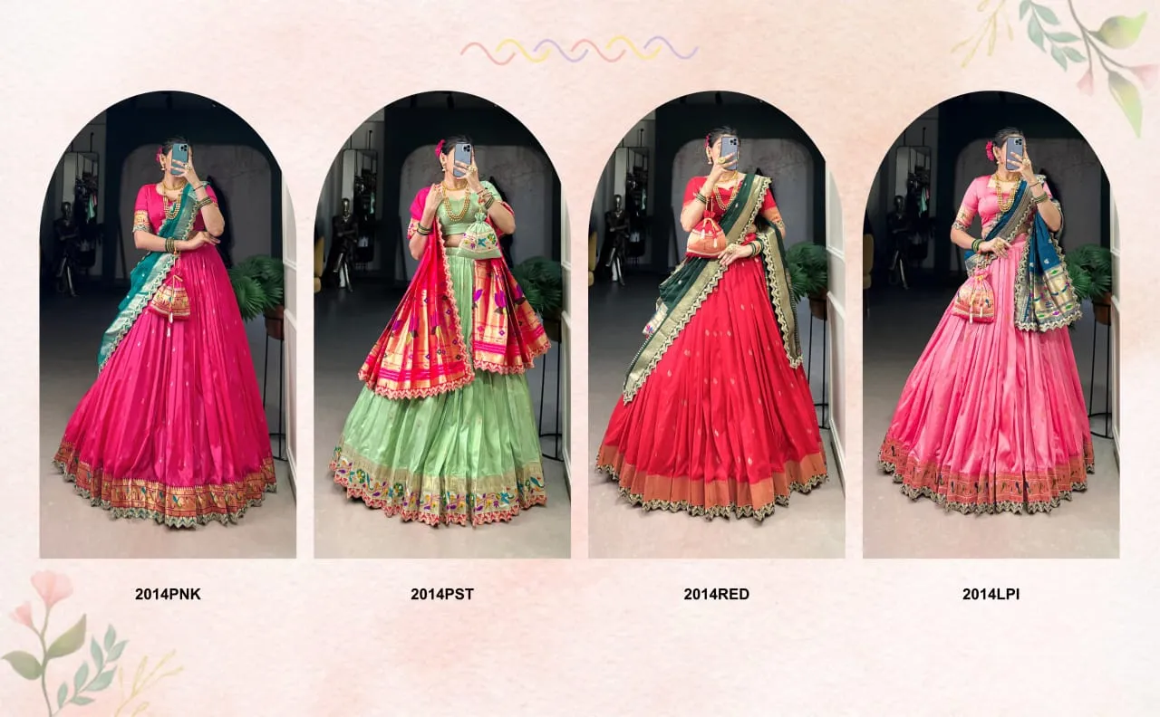 Pastel Color Paithani Silk Lehenga - Image 7