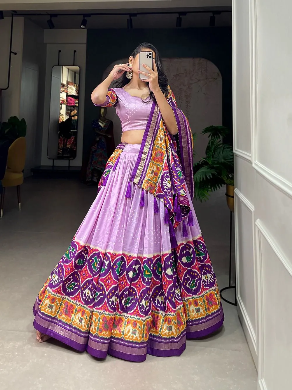 Patola Printed Lehenga Choli Purple - Image 2