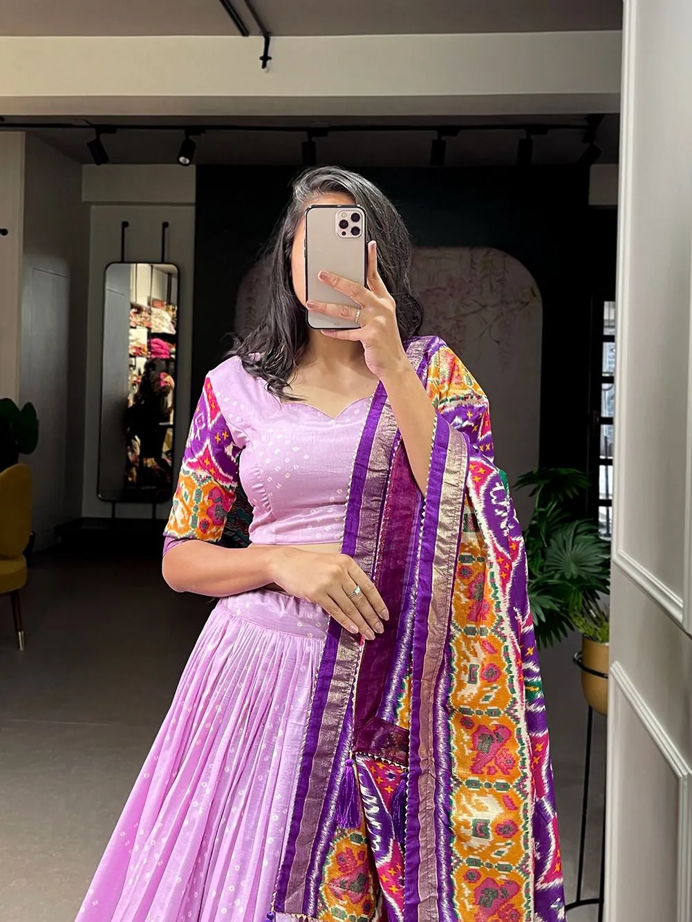 Patola Printed Lehenga Choli Purple - Image 3