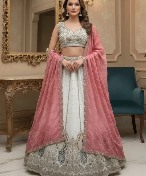 Peacock Embroidery Bridal Lehenga