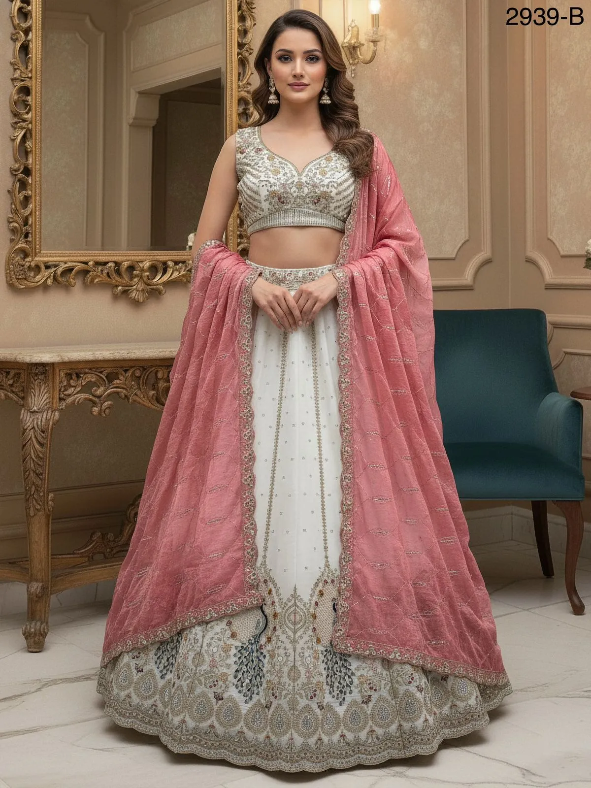 Peacock Embroidery Bridal Lehenga