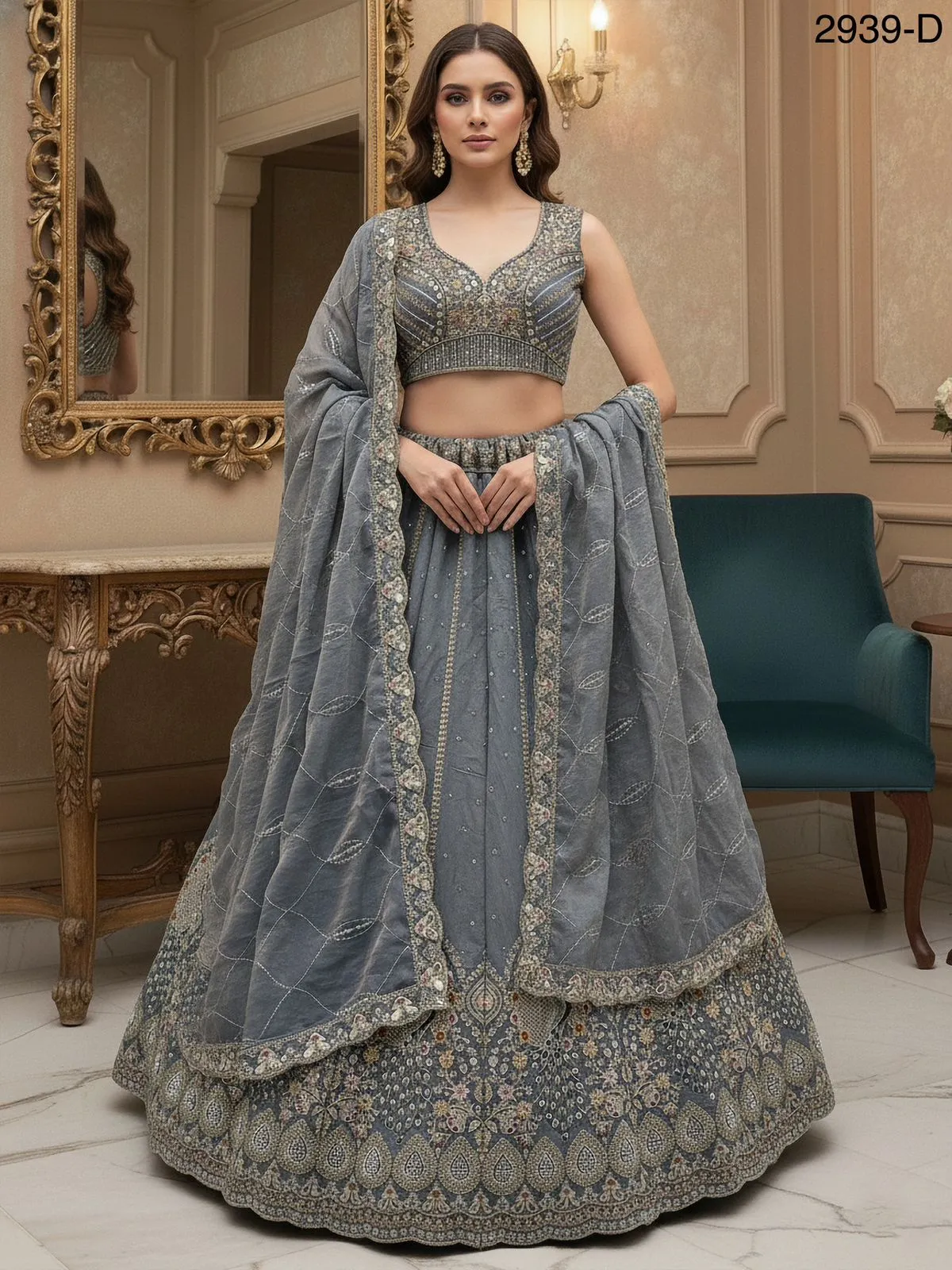 Peacock Embroidery Bridal Lehenga