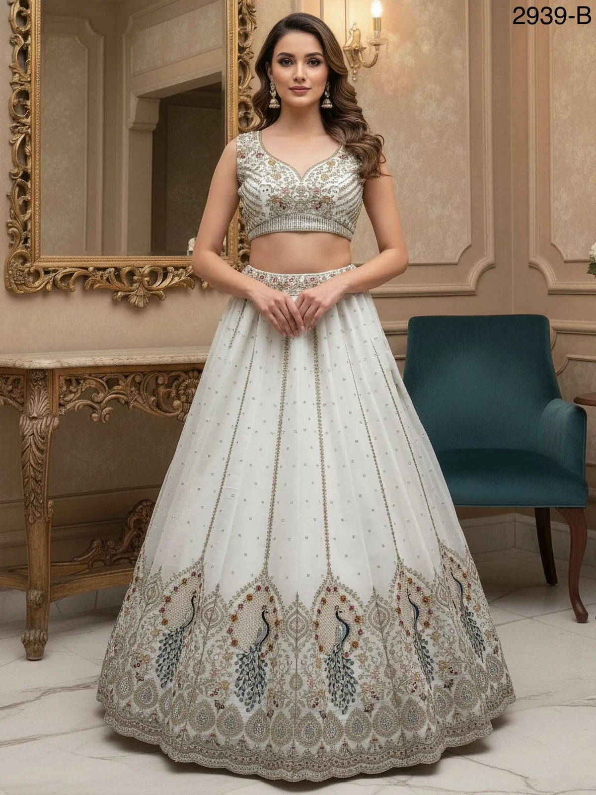 Peacock Embroidery Bridal Lehenga